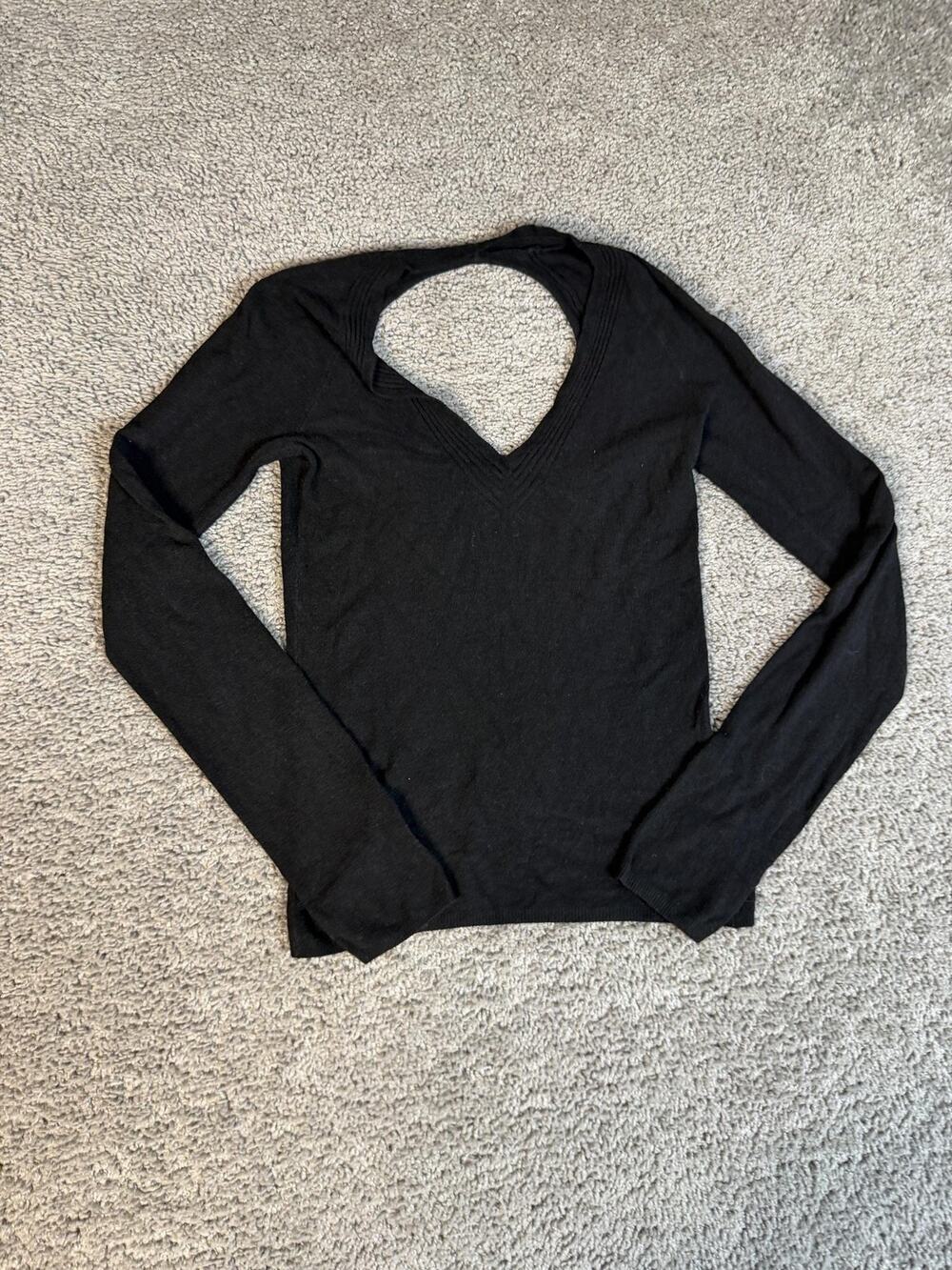 Armani Exchange Blouse Womens M Black V-Neck Slim Long Sleeve Rayon Blend